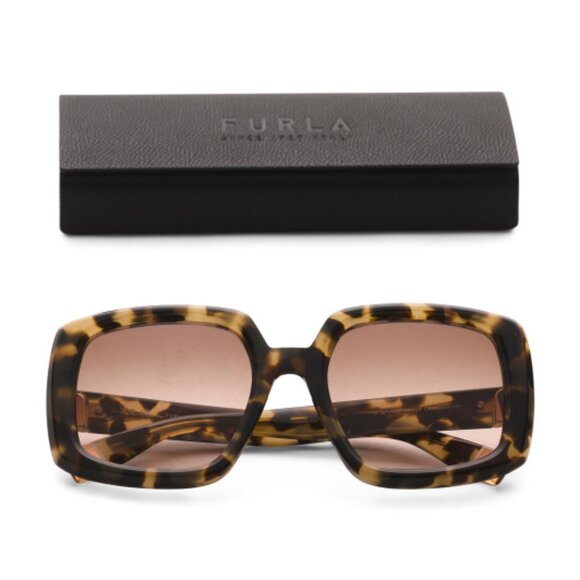 FURLA 54mm Havana Square Sunglasses